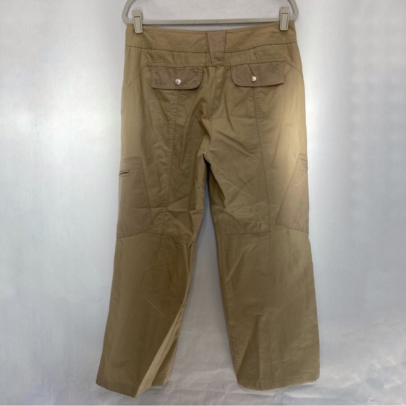 MARC AUREL KHAKI TAN CARGO WIDE LEG ZIPPER COTTON LINEN PANTS - Picture 7 of 14